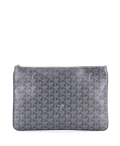 Pre-owned Pre-owned Goyard  Goyard Mm Senat Zip Pouch Coated Canvas In Gray