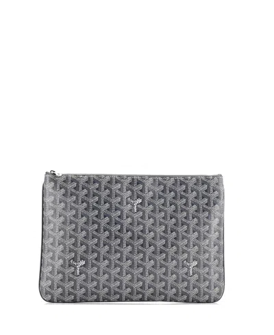 Pre-owned Pre-owned Goyard  Goyard Mm Senat Zip Pouch Coated Canvas In Gray