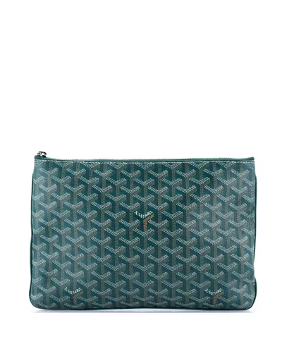 Pre-owned Pre-owned Goyard  Goyard Mm Senat Zip Pouch Coated Canvas In Green