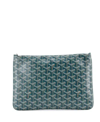 Pre-owned Pre-owned Goyard  Goyard Mm Senat Zip Pouch Coated Canvas In Green