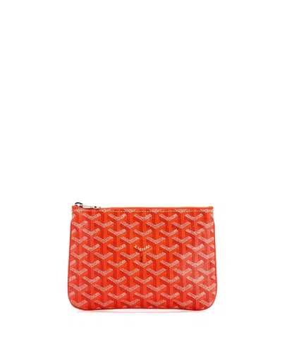 Pre-owned Pre-owned Goyard  Goyard Mm Senat Zip Pouch Coated Canvas In Orange