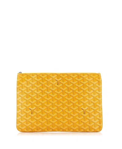 Pre-owned Pre-owned Goyard  Goyard Mm Senat Zip Pouch Coated Canvas In Yellow