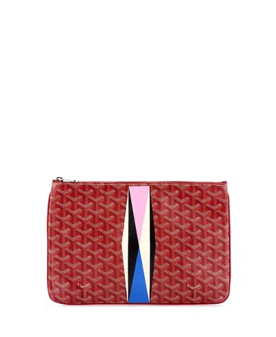 Pre-owned Pre-owned Goyard  Goyard Mm Senat Zip Pouch Printed Coated Canvas