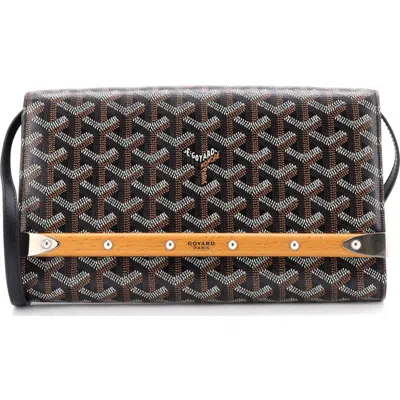 Pre-owned Goyard  Goyard Monte Carlo Clutch With Strap Coated Canvas Pm In Black