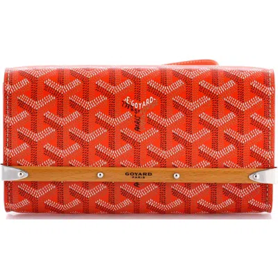 Pre-owned Goyard  Goyard Monte Carlo Clutch With Strap Coated Canvas Pm In Orange