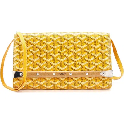 Pre-owned Goyard  Goyard Monte Carlo Clutch With Strap Coated Canvas Pm In Yellow