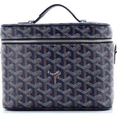 Pre-owned Goyard  Goyard Muse Vanity Case Coated Canvas In Blue