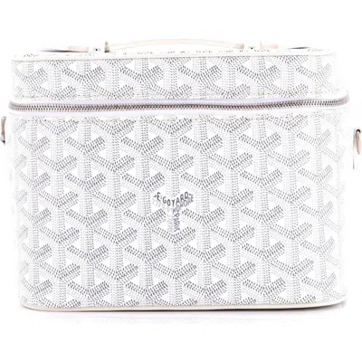 Pre-owned Goyard  Goyard Muse Vanity Case Coated Canvas In White