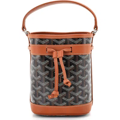 Pre-owned Goyard  Goyard Petit Flot Bucket Bag Coated Canvas Mini In Brown