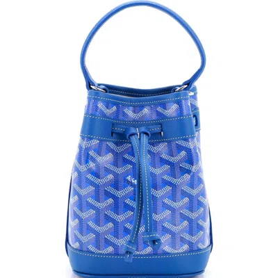 Pre-owned Goyard  Goyard Petit Flot Bucket Bag Coated Canvas Pm In Blue