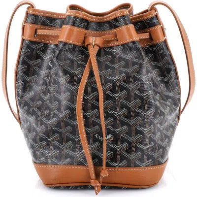 Pre-owned Goyard  Goyard Petit Flot Bucket Bag Coated Canvas Pm In Brown