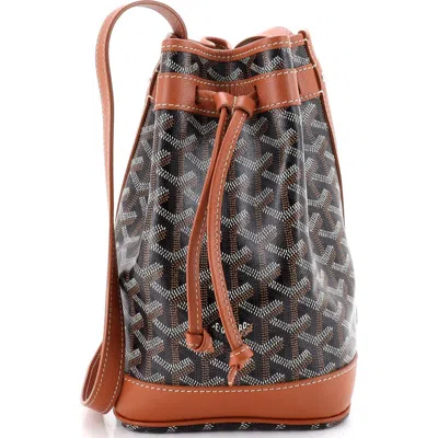 Pre-owned Goyard  Goyard Petit Flot Bucket Bag Coated Canvas Pm In Brown