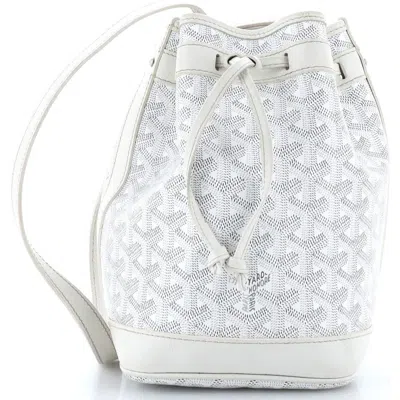 Pre-owned Goyard  Goyard Petit Flot Bucket Bag Coated Canvas Pm In White