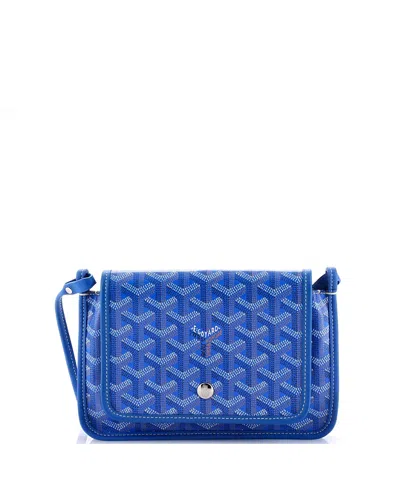 Pre-owned Goyard  Goyard Plumet Clutch Wallet Coated Canvas In Blue