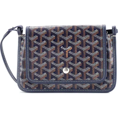 Pre-owned Goyard  Goyard Plumet Clutch Wallet Coated Canvas In Blue