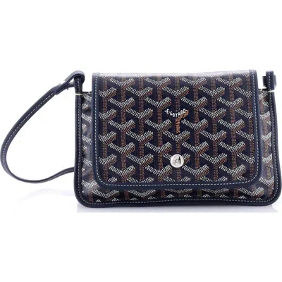 Pre-owned Goyard  Goyard Plumet Clutch Wallet Coated Canvas In Blue