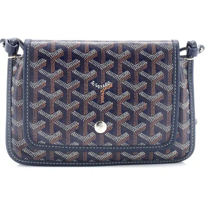 Pre-owned Goyard  Goyard Plumet Clutch Wallet Coated Canvas In Blue