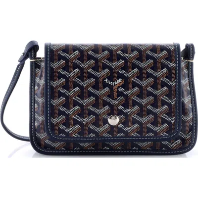 Pre-owned Goyard  Goyard Plumet Clutch Wallet Coated Canvas In Blue