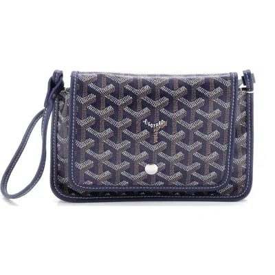 Pre-owned Goyard  Goyard Plumet Clutch Wallet Coated Canvas In Blue