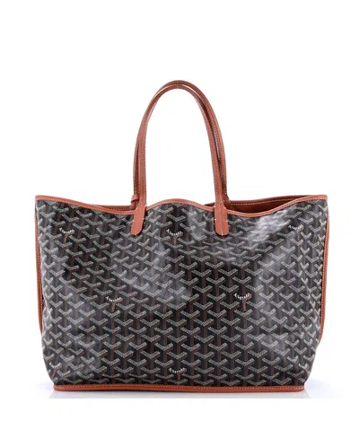 Pre-owned Goyard  Goyard Pm Anjou Reversible Tote Coated Canvas In Black