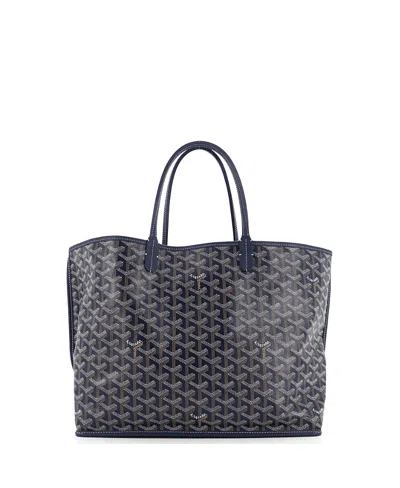 Pre-owned Goyard  Goyard Pm Anjou Reversible Tote Coated Canvas In Blue
