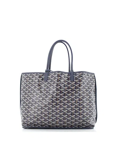Pre-owned Goyard  Goyard Pm Anjou Reversible Tote Coated Canvas In Blue