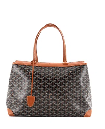 Pre-owned Pre-owned Goyard  Goyard Pm Bellechasse Bag Coated Canvas In Black/ Black/ Brown