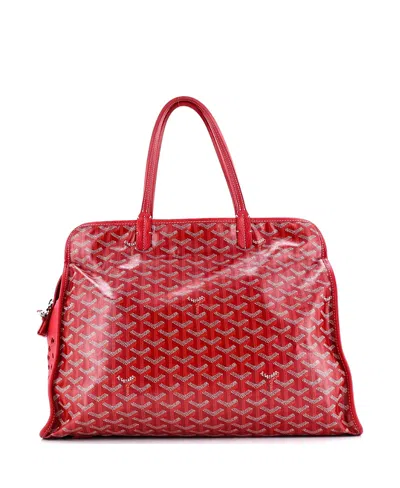 Pre-owned Pre-owned Goyard  Goyard Pm Hardy Pet Carrier Coated Canvas In Red