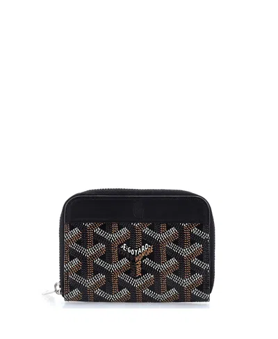 Pre-owned Pre-owned Goyard  Goyard Pm Matignon Zip Wallet Coated Canvas With Leather In Black