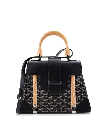 Pre-owned Pre-owned Goyard  Goyard Pm Saigon Top Handle Bag Coated Canvas With Leather In Black