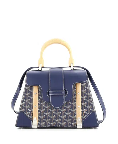 Pre-owned Pre-owned Goyard  Goyard Pm Saigon Top Handle Bag Coated Canvas With Leather In Blue
