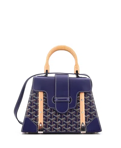 Pre-owned Pre-owned Goyard  Goyard Pm Saigon Top Handle Bag Coated Canvas With Leather In Blue