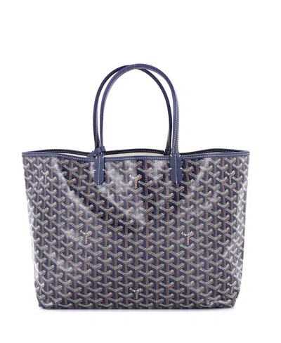 Pre-owned Goyard  Goyard Pm Saint Louis Tote Coated Canvas In Blue