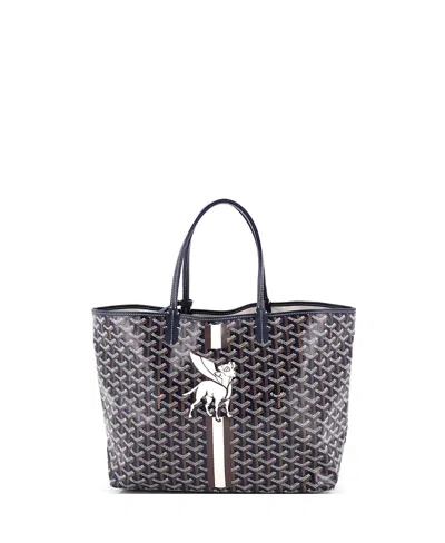 Pre-owned Pre-owned Goyard  Goyard Pm Saint Louis Tote Printed Coated Canvas In Blue