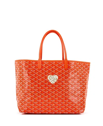 Pre-owned Goyard  Goyard Pm Saint Louis Tote Printed Coated Canvas In Orange