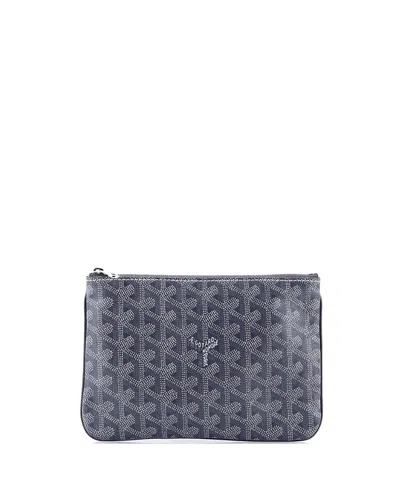 Pre-owned Pre-owned Goyard  Goyard Pm Senat Zip Pouch Coated Canvas In Gray