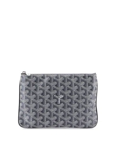 Pre-owned Pre-owned Goyard  Goyard Pm Senat Zip Pouch Coated Canvas In Gray