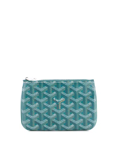 Pre-owned Pre-owned Goyard  Goyard Pm Senat Zip Pouch Coated Canvas In Green