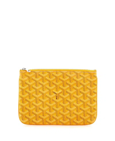Pre-owned Pre-owned Goyard  Goyard Pm Senat Zip Pouch Coated Canvas In Yellow