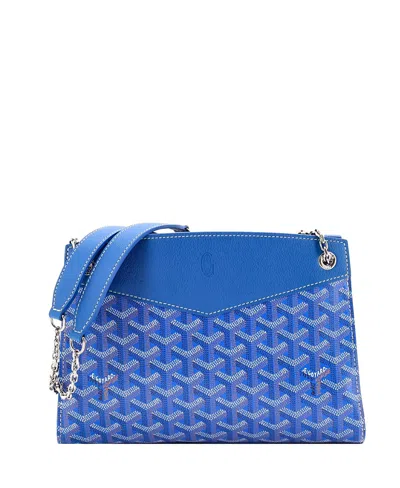 Pre-owned Pre-owned Goyard  Goyard Pm Structured Rouette Chain Shoulder Bag Coated Canvas In Blue