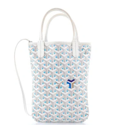 Pre-owned Goyard  Goyard Poitiers Tote Claire Voie Coated Canvas Mini In White