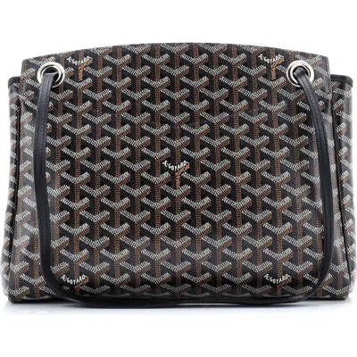 Pre-owned Goyard  Goyard Rouette Bag Coated Canvas Pm In Black