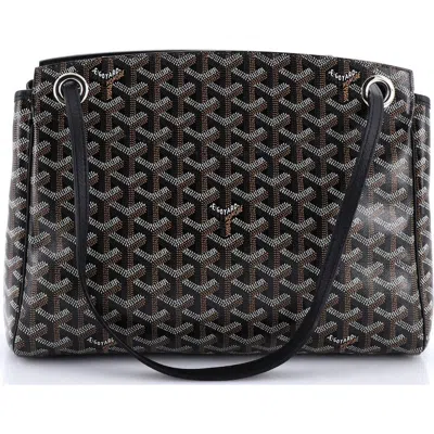 Pre-owned Goyard  Goyard Rouette Bag Coated Canvas Pm In Black