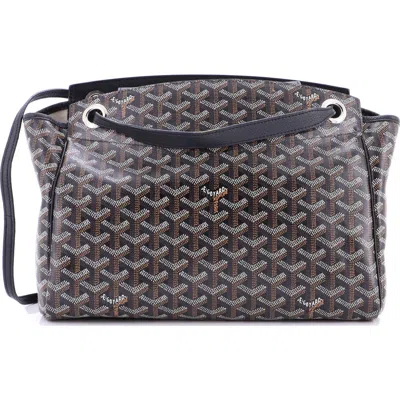 Pre-owned Goyard  Goyard Rouette Bag Coated Canvas Pm In Black