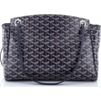 Pre-owned Goyard  Goyard Rouette Bag Coated Canvas Pm In Blue