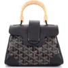 Pre-owned Goyard  Goyard Saigon Top Handle Bag Coated Canvas With Leather Mini In Black