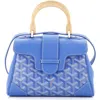 Pre-owned Goyard  Goyard Saigon Top Handle Bag Coated Canvas With Leather Mini In Blue