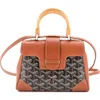 Pre-owned Goyard  Goyard Saigon Top Handle Bag Coated Canvas With Leather Mini In Brown
