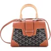 Pre-owned Goyard  Goyard Saigon Top Handle Bag Coated Canvas With Leather Mini In Brown