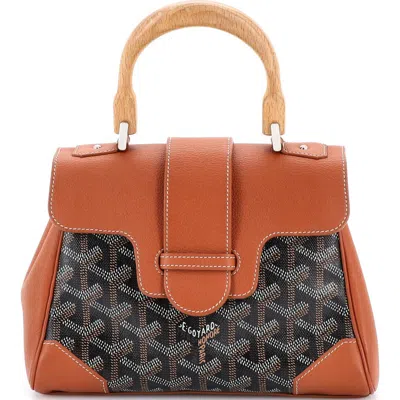 Pre-owned Goyard  Goyard Saigon Top Handle Bag Coated Canvas With Leather Mini In Multi